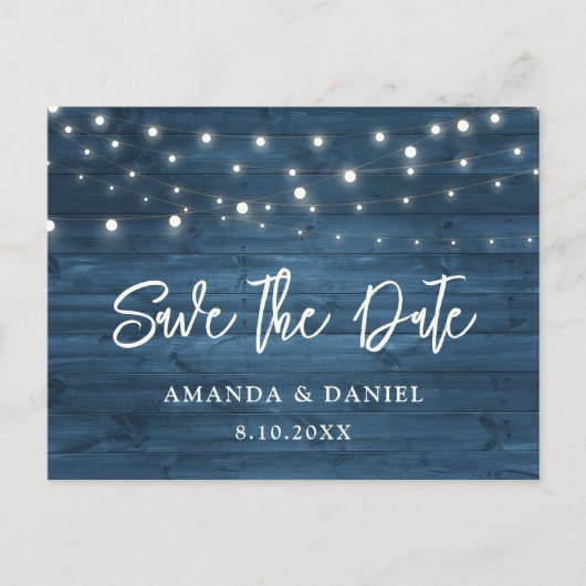 Rustic Dusty Blue Wood Wedding Save the Date Aankondigingskaart (Voorkant)