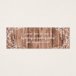 Rustic Dusty BlueBerry wreath trouwwebsite rsvp Mini Visitekaartjes