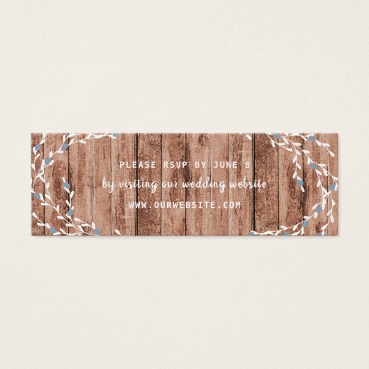Rustic Dusty BlueBerry wreath trouwwebsite rsvp Mini Visitekaartjes (Voorkant)