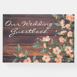 Rustic Dusty Green Sinaasappel Cherry Blossom Wedd Gastenboek