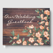 Rustic Dusty Green Sinaasappel Cherry Blossom Wedd Gastenboek (Voorkant)