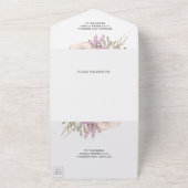 Rustic Dusty Mauve Pink Floral Bouquet Wedding All In One Uitnodiging (Buitenkant)