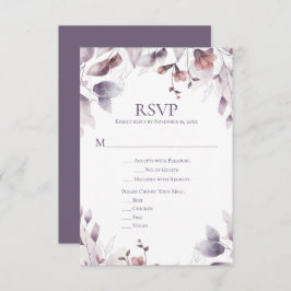 Rustic Dusty Paars Mauve Pink Floral RSVP