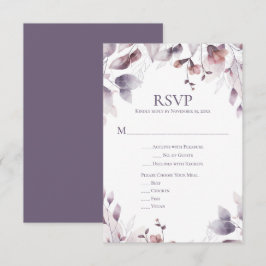 Rustic Dusty Paars Mauve Pink Floral RSVP Kaartje