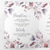 Rustic Dusty Paars Mauve Pink Floral Wedding Drieluik Uitnodiging (Binnenzijde eerst)