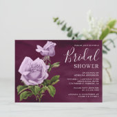 Rustic Dusty Paars Roos Floral Plum Vrijgezellenfe Kaart (Staand voorkant)