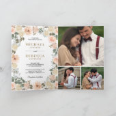 Rustic Dusty Peach Floral Photo QR Code Wedding (Binnen)