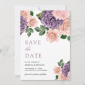 Rustic Dusty Peach Paars Floral Wedding Save The Date (Voorkant)