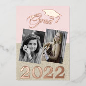 Rustic Dusty Pink Afstuderen 2 Foto Afstuderen Folie Uitnodiging (Voorkant)