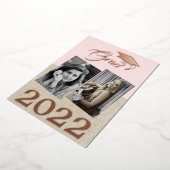 Rustic Dusty Pink Afstuderen 2 Foto Afstuderen Folie Uitnodiging (Gedraaid)