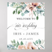 Rustic Dusty Pink Blush Floral Weddenschap Welkom Poster (Voorkant)