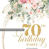 Rustic Dusty Pink Greenery 70th Birthday Invitatio Kaart