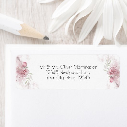 Rustic Dusty Pink Rose Floral Etiket (Insitu)