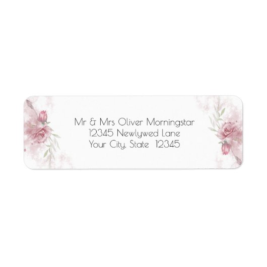 Rustic Dusty Pink Rose Floral Etiket (Voorkant)