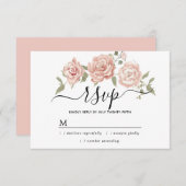Rustic Dusty Pink Rose Floral Wedding RSVP Kaart (Voorkant / Achterkant)