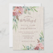 Rustic Dusty Roos Boho Waterverf Floral Kaart