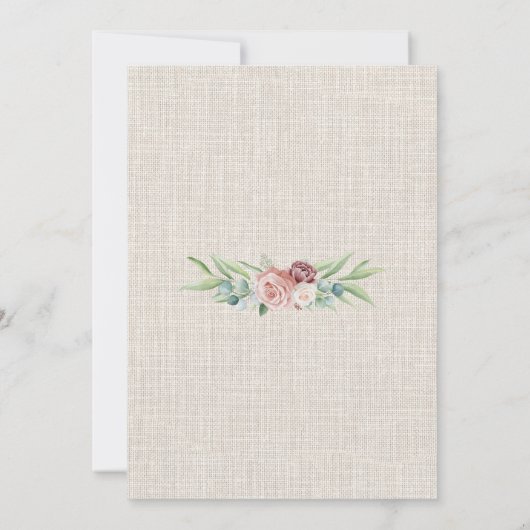 Rustic Dusty Roos Boho Waterverf Floral Kaart (Achterkant)