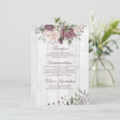 Rustic Dusty Roos Country Wood Informatiekaartje (Staand voorkant)