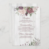 Rustic Dusty Roos Country Wood Informatiekaartje (Voorkant / Achterkant)