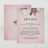 Rustic Dusty Roos Floral Bouquet Detail Card Informatiekaartje (Voorkant / Achterkant)