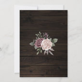 Rustic Dusty Roos Floral Bouquet op donker hout Kaart (Achterkant)