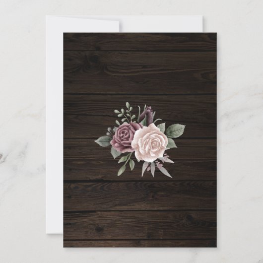 Rustic Dusty Roos Floral Bouquet op donker hout Kaart (Achterkant)