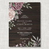 Rustic Dusty Roos Floral Bouquet op donker hout Kaart