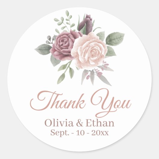Rustic Dusty Roos Floral Bouquet Ronde Sticker (Voorkant)