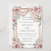 Rustic Dusty Roos Floral Pampas Grass Wedding Arch Kaart (Voorkant)