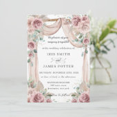 Rustic Dusty Roos Floral Pampas Grass Wedding Arch Kaart (Staand voorkant)