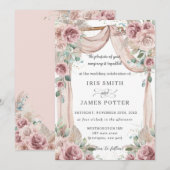 Rustic Dusty Roos Floral Pampas Grass Wedding Arch Kaart (Voorkant / Achterkant)