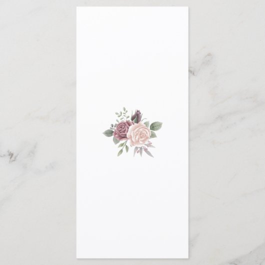 Rustic Dusty Roos Flower Bouquet Menu (Achterkant)