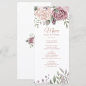 Rustic Dusty Roos Flower Bouquet Menu (Voorkant / Achterkant)