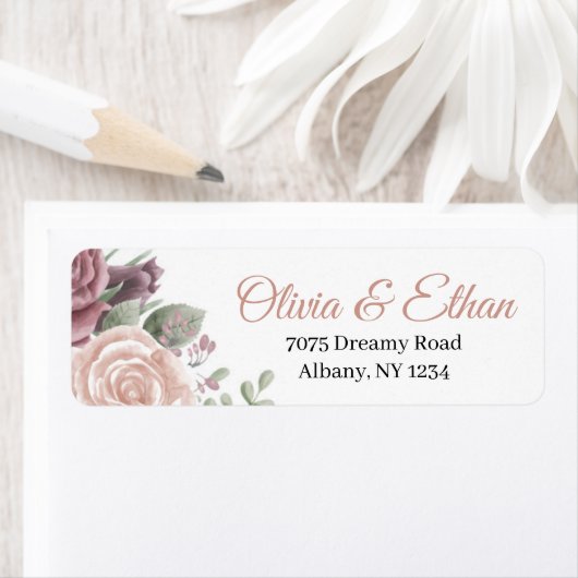 Rustic Dusty Roos Flowers Etiket (Insitu)