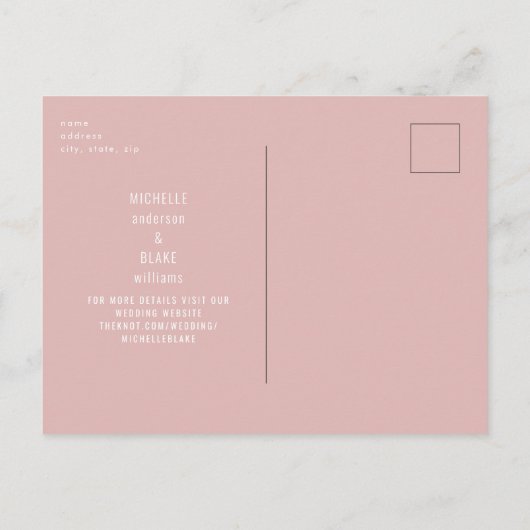 Rustic Dusty Roos Foliage Wedding Save the Date Briefkaart (Achterkant)