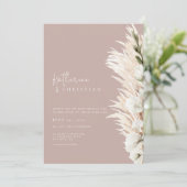Rustic Dusty Roos Modern Photo Wedding Kaart (Staand voorkant)