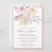 Rustic Dusty Roos Pink Floral QR Code Weddenschap Kaart (Voorkant)