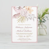 Rustic Dusty Roos Pink Floral QR Code Weddenschap Kaart (Staand voorkant)