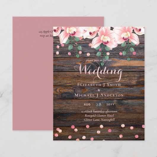 Rustic Dusty Roos Pink Floral Wedding (Voorkant / Achterkant)