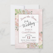 Rustic Dusty Roos Pink Floral Wedding Calligraphy Save The Date (Voorkant)