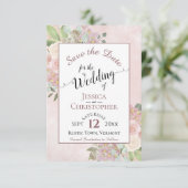 Rustic Dusty Roos Pink Floral Wedding Calligraphy Save The Date (Staand voorkant)