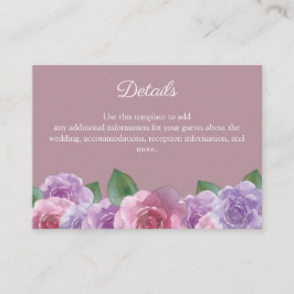 Rustic Dusty Roos Pink Floral Wedding Details Informatiekaartje