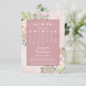 Rustic Dusty Roos Spring Floral Wedding Calendar Save The Date (Staand voorkant)