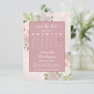 Rustic Dusty Roos Spring Floral Wedding Calendar Save The Date