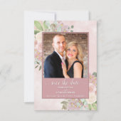 Rustic Dusty Roos Spring Floral Wedding Foto Save The Date (Voorkant)