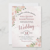 Rustic Dusty Roos Waterverf Floral Chic Wedding Kaart (Voorkant)