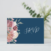 Rustic Dusty Roos Waterverf Flower Bouquet RSVP (Staand voorkant)