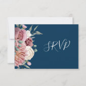 Rustic Dusty Roos Waterverf Flower Bouquet RSVP Kaartje (Voorkant)