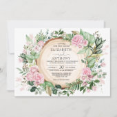Rustic Dusty roze Roses Botanical Garden Wedding Kaart (Voorkant)