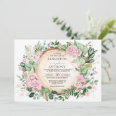 Rustic Dusty roze Roses Botanical Garden Wedding Kaart (Staand voorkant)